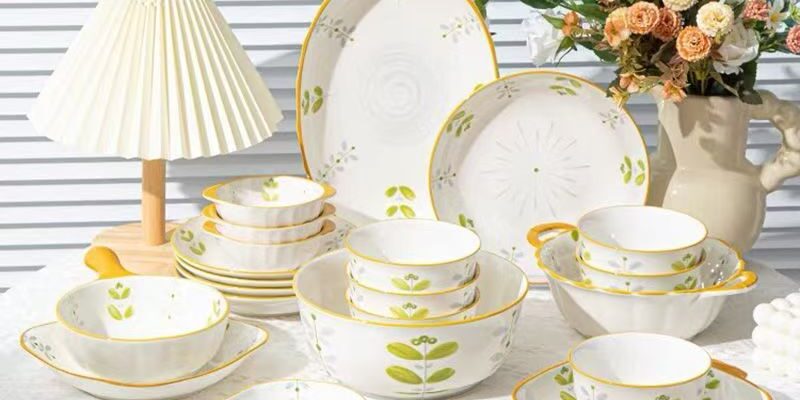 Vintage printed underglaze ceramic crockery dinner sets