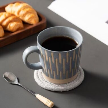 Vintage stoneware ceramic crockery mugs for office use