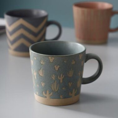 Vintage stoneware ceramic crockery mugs for office use