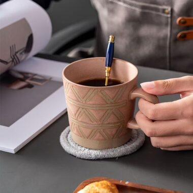 Vintage stoneware ceramic crockery mugs for office use