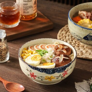 Vintage large thick ceramic crockery soup and noodle bowls