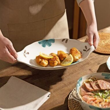 Hot selling blue floral ceramic crockery dinner sets for home