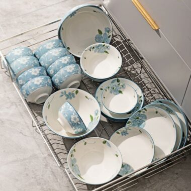 Elegant blue floral ceramic crockery dinner sets for home