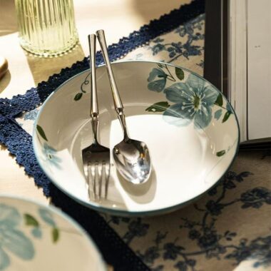 Elegant blue floral ceramic crockery dinner sets for home
