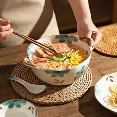 Hot selling blue floral ceramic crockery dinner sets for home