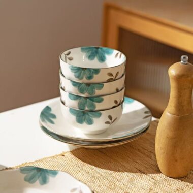 Hot selling blue floral ceramic crockery dinner sets for home