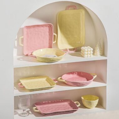 French creative double handle crockery dinner sets for home dining