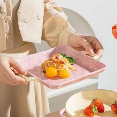 French creative double handle crockery dinner sets for home dining