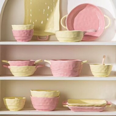 French creative double handle crockery dinner sets for home dining