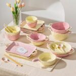 French creative double handle crockery dinner sets for home dining