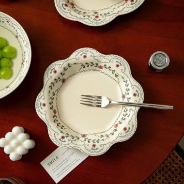 French rattan lace crockery dinner sets for elegant home dining