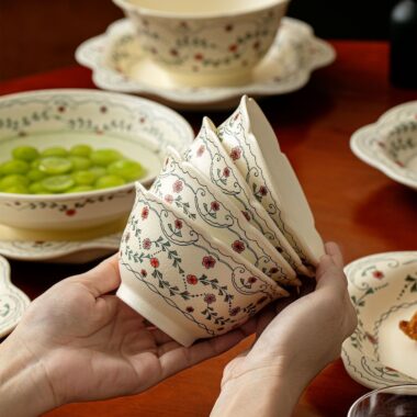 French rattan lace crockery dinner sets for elegant home dining