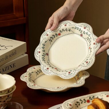 French rattan lace crockery dinner sets for elegant home dining