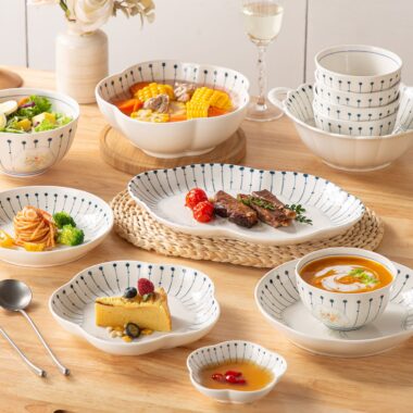 French underglaze luxury ceramic crockery dinner sets