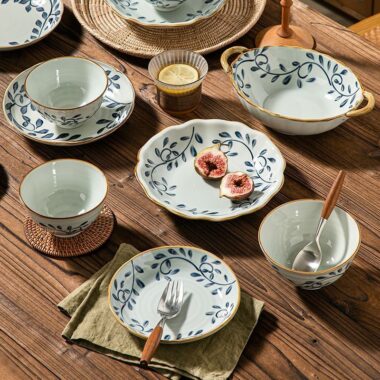 Japanese floral underglaze heat resistant crockery dinner sets