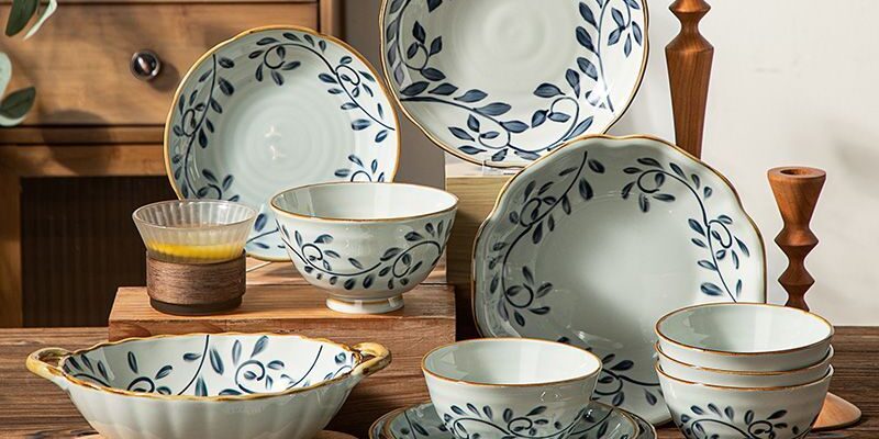 Japanese floral underglaze heat resistant crockery dinner sets