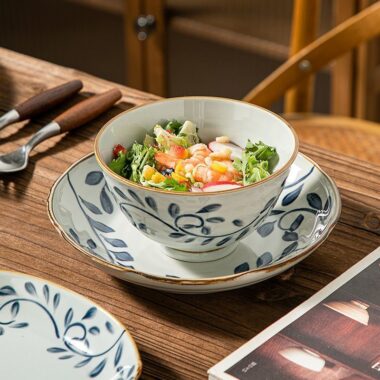 Japanese floral underglaze heat resistant crockery dinner sets