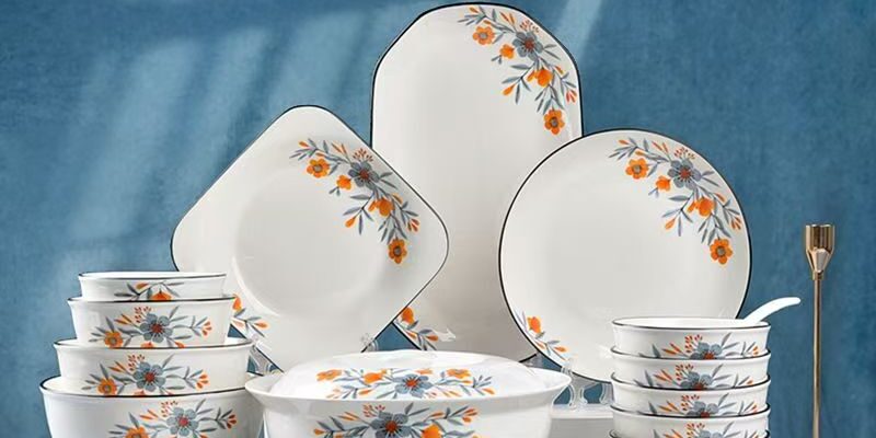 Premium minimal floral ceramic crockery dinner sets for home