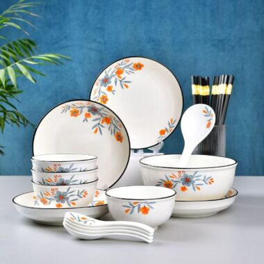 Premium minimal floral ceramic crockery dinner sets for home