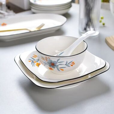 Premium minimal floral ceramic crockery dinner sets for home