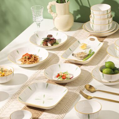 Minimal underglaze ceramic crockery dinner sets for home