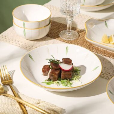 Minimal underglaze ceramic crockery dinner sets for home