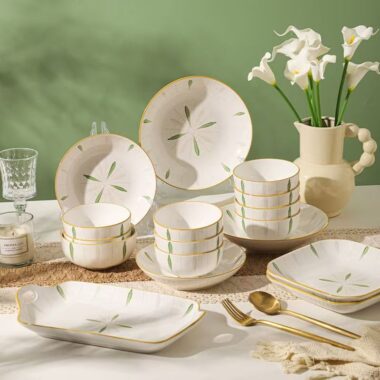 Minimal underglaze ceramic crockery dinner sets for home