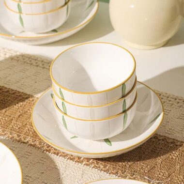 Minimal underglaze ceramic crockery dinner sets for home