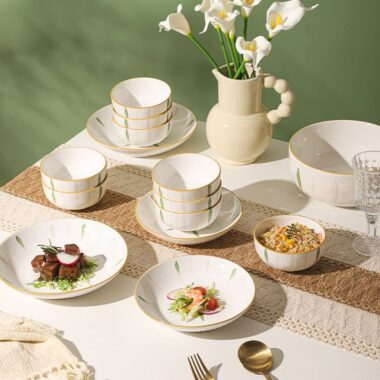 Minimal underglaze ceramic crockery dinner sets for home