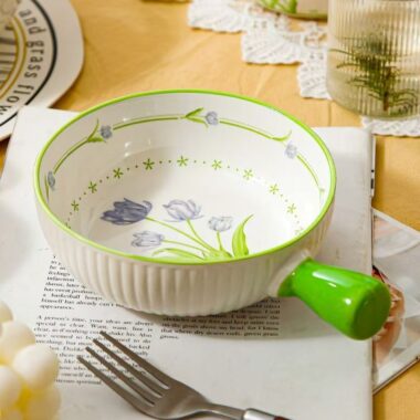 Tulip floral heat resistant ceramic crockery dinner sets