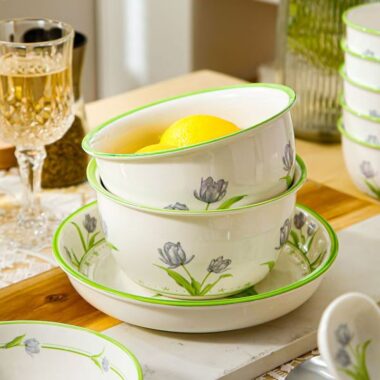 Tulip floral heat resistant ceramic crockery dinner sets