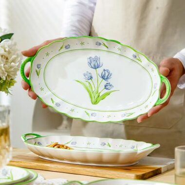 Tulip floral heat resistant ceramic crockery dinner sets