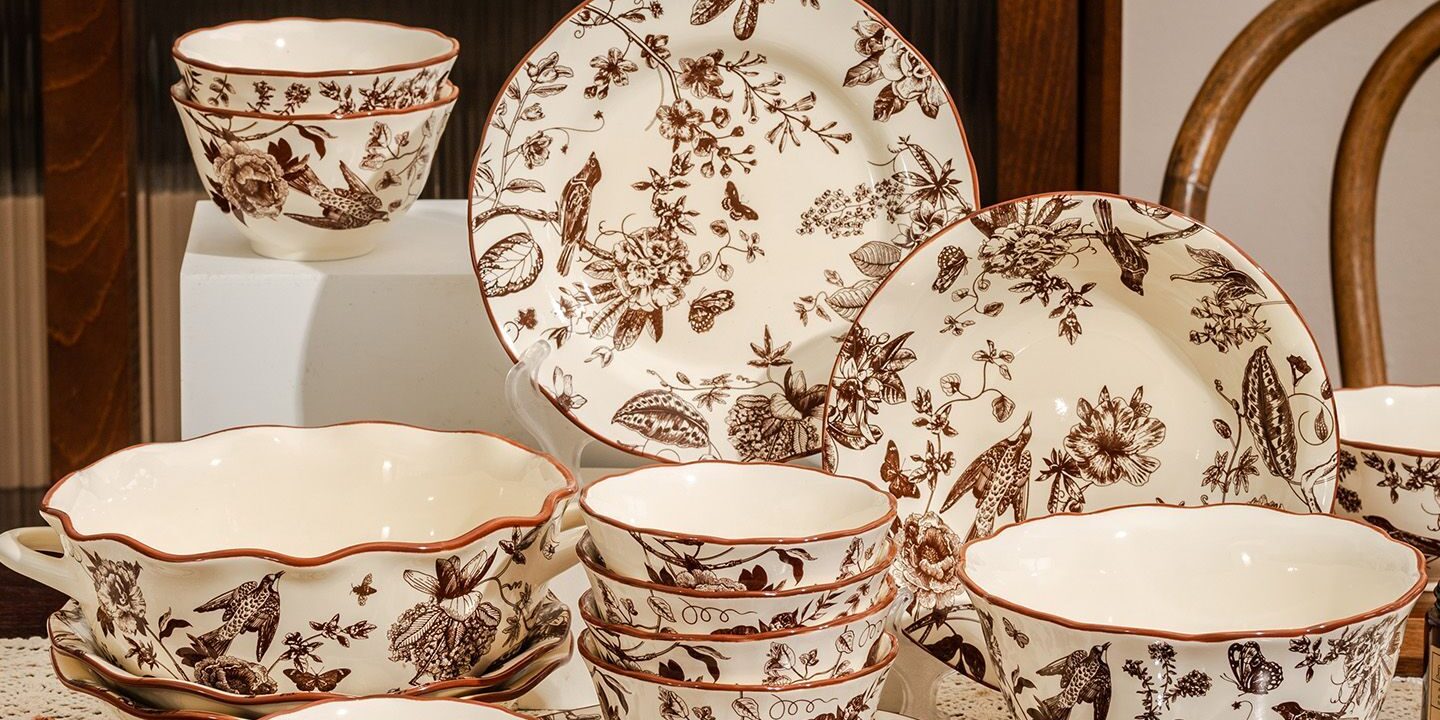 Vintage fresh ceramic crockery dinner sets for home dining