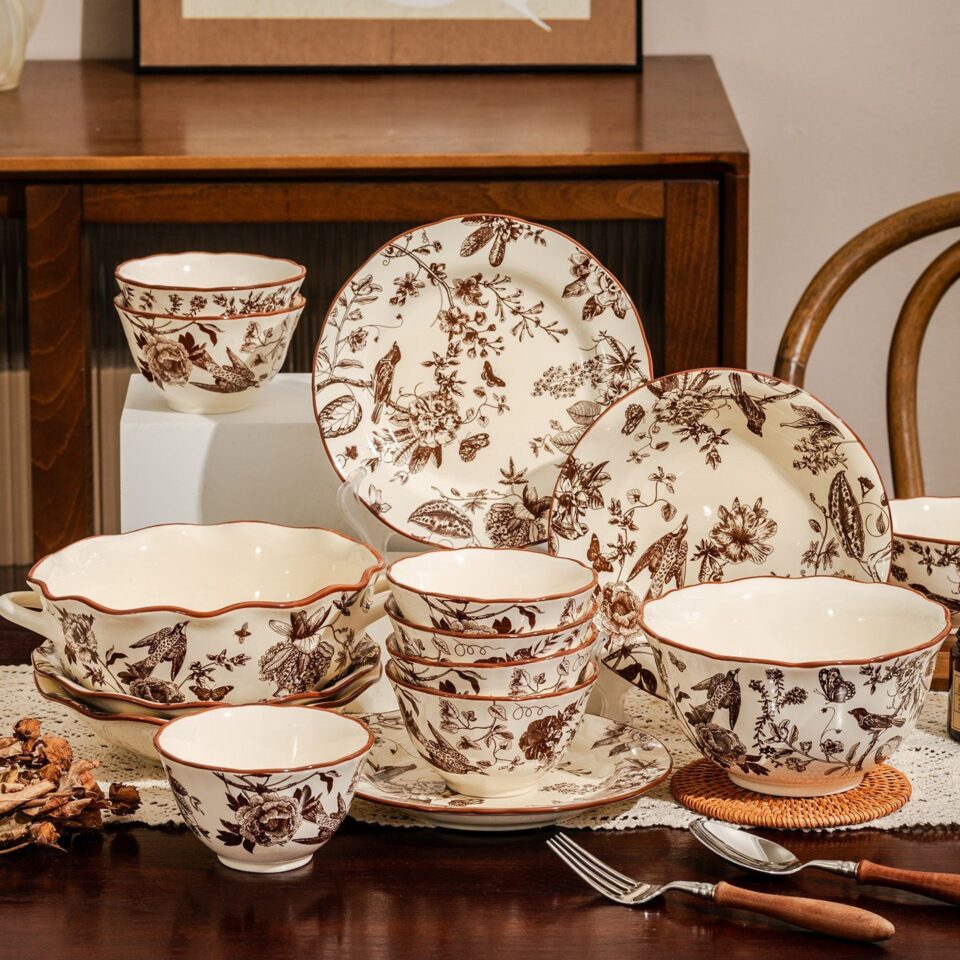 Vintage fresh ceramic crockery dinner sets for home dining